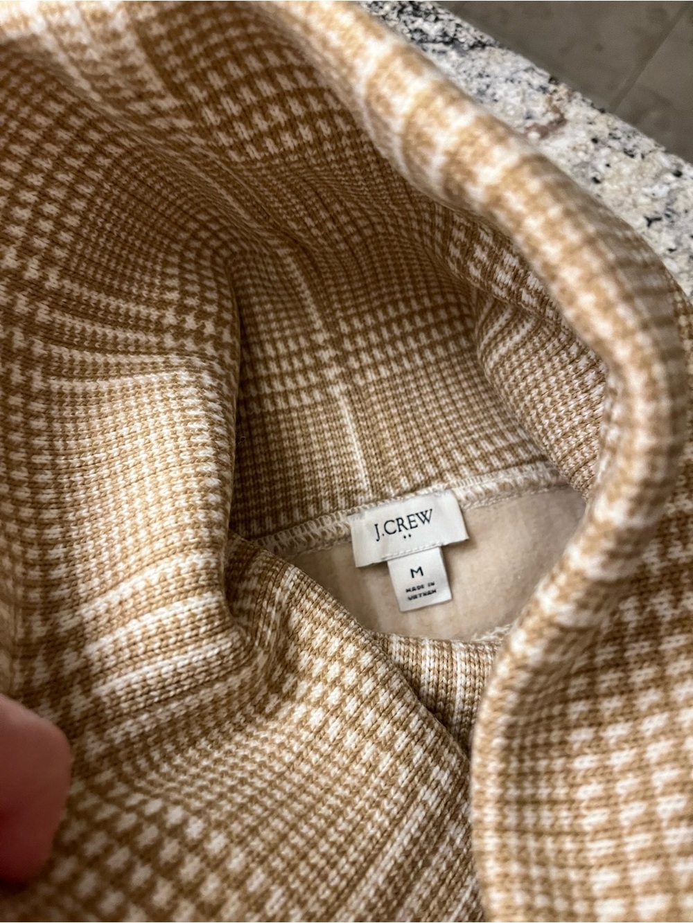 J. Crew Camel and White Houndstooth Knit Pullover - Picture 2 of 3